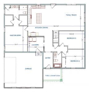 Revised 1763 square foot Anthony floor plan.