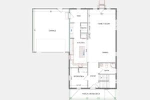 First floor of a custom heights floor plan totaling 1144 square feet.